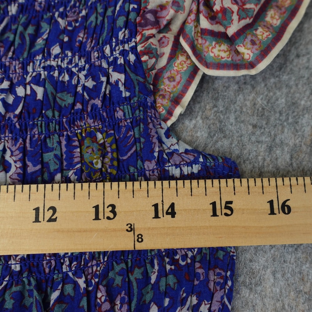 Sea New York Dress Womens 4 Blue Floral Smocked Tiered Maxi Boho Prairie Coastal - Picture 8 of 14